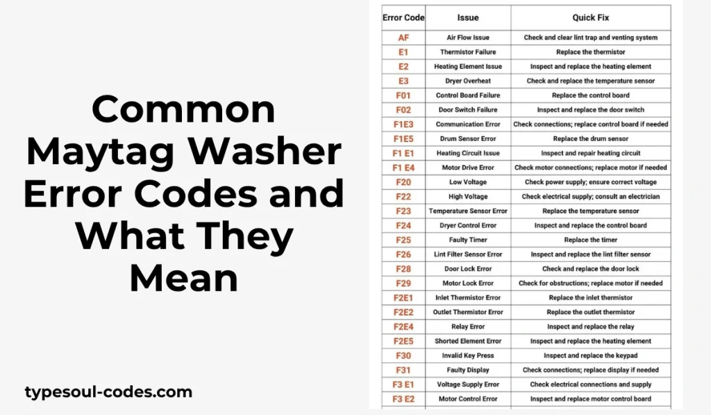 Maytag Error Codes
